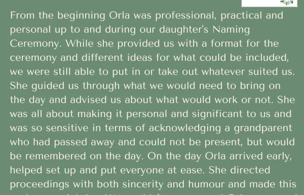 Orla McCarthy Celebrant / Solemniser Gallery 1